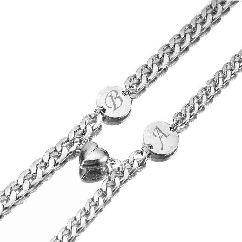 Personalized Bracelet for Men Double Heart