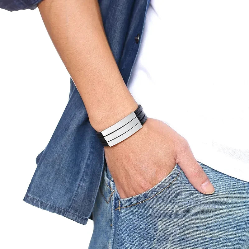 Personalized Bracelet for Men Leather