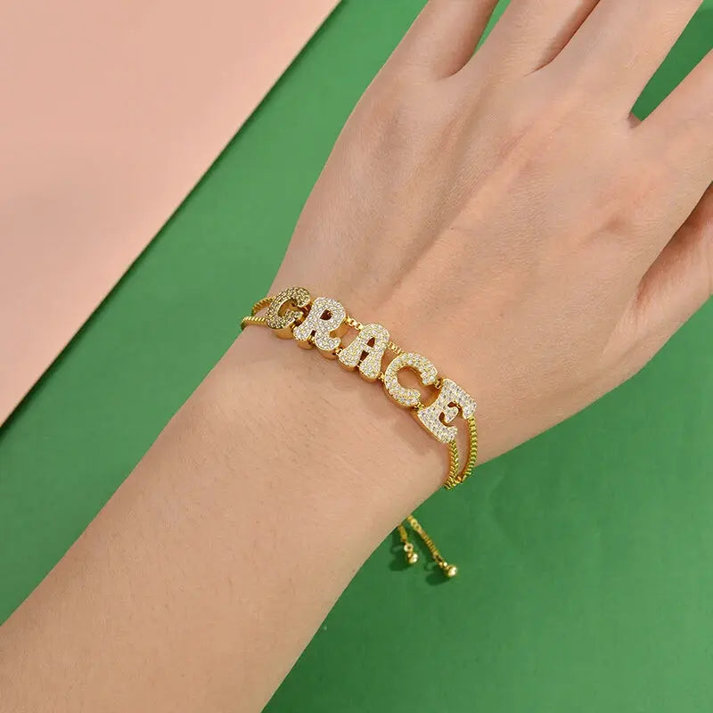 Personalized Bracelet for Women with Diamond Name