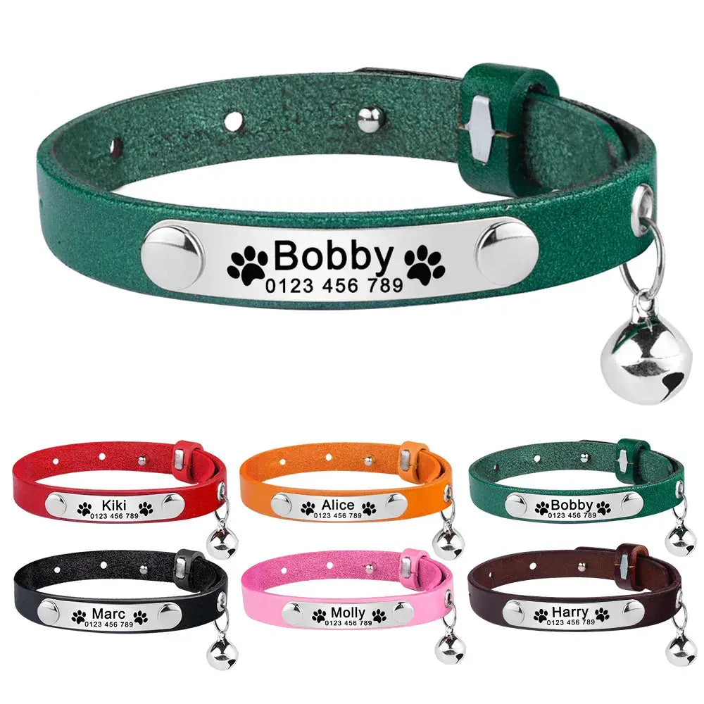 Personalized Cat Collar Leather