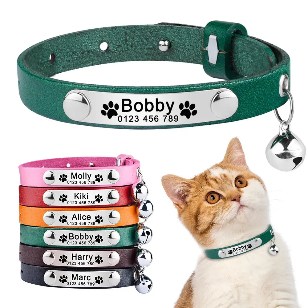 Personalized Cat Collar Leather