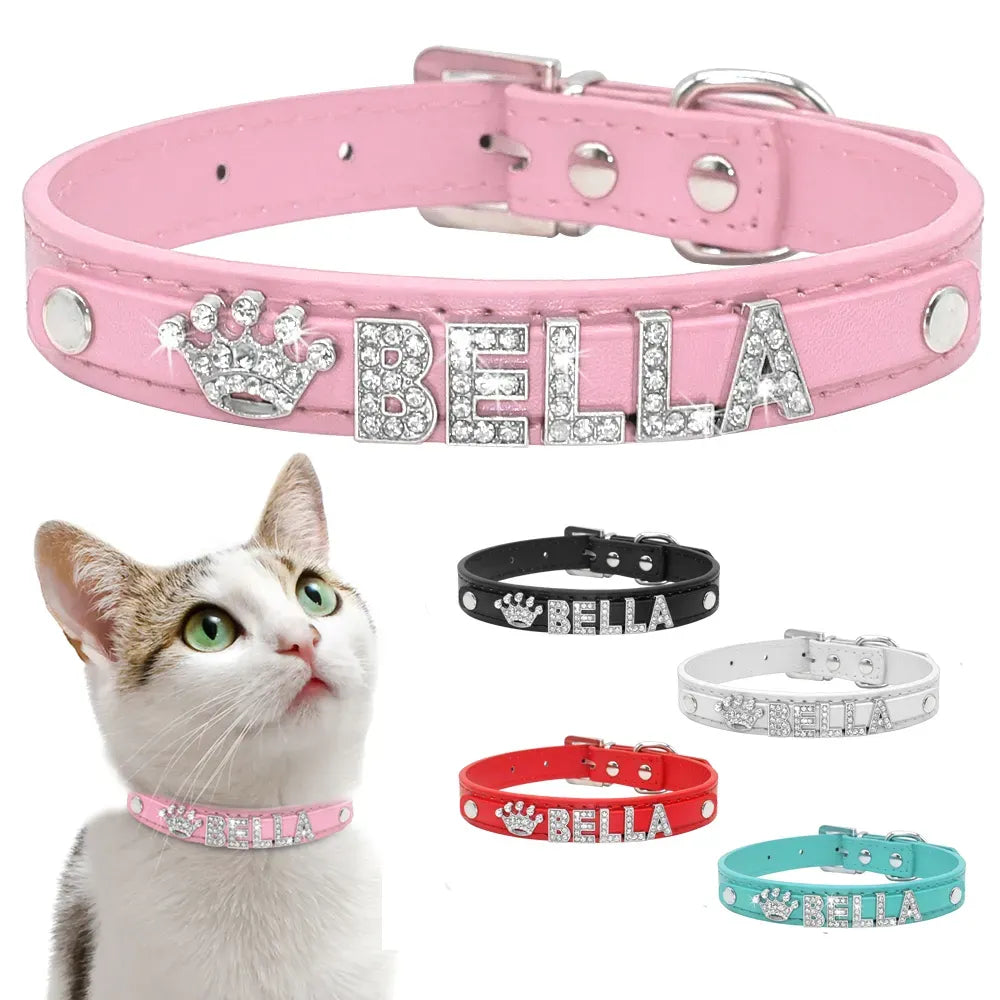 Personalized Cat Collar with Artificial Diamond