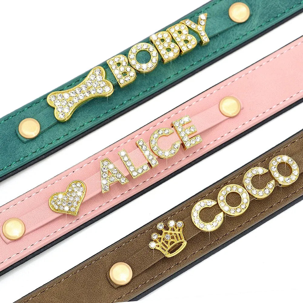 Personalized Dog Collar with Artificial Diamonds