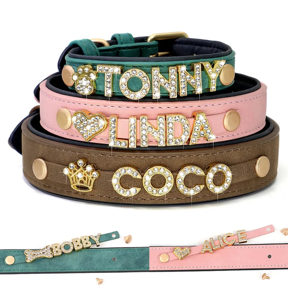 Personalized Dog Collar with Artificial Diamonds
