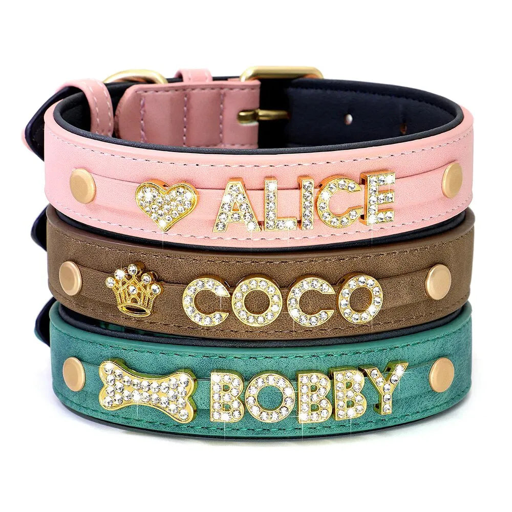 Personalized Dog Collar with Artificial Diamonds