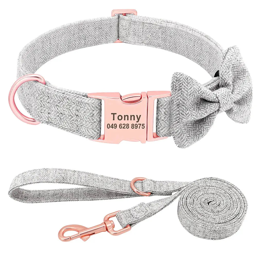 Personalized Dog Collar with Leash