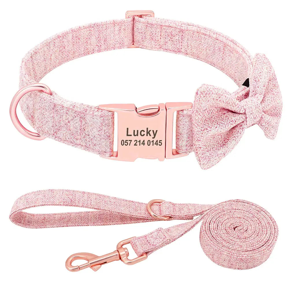Personalized Dog Collar with Leash