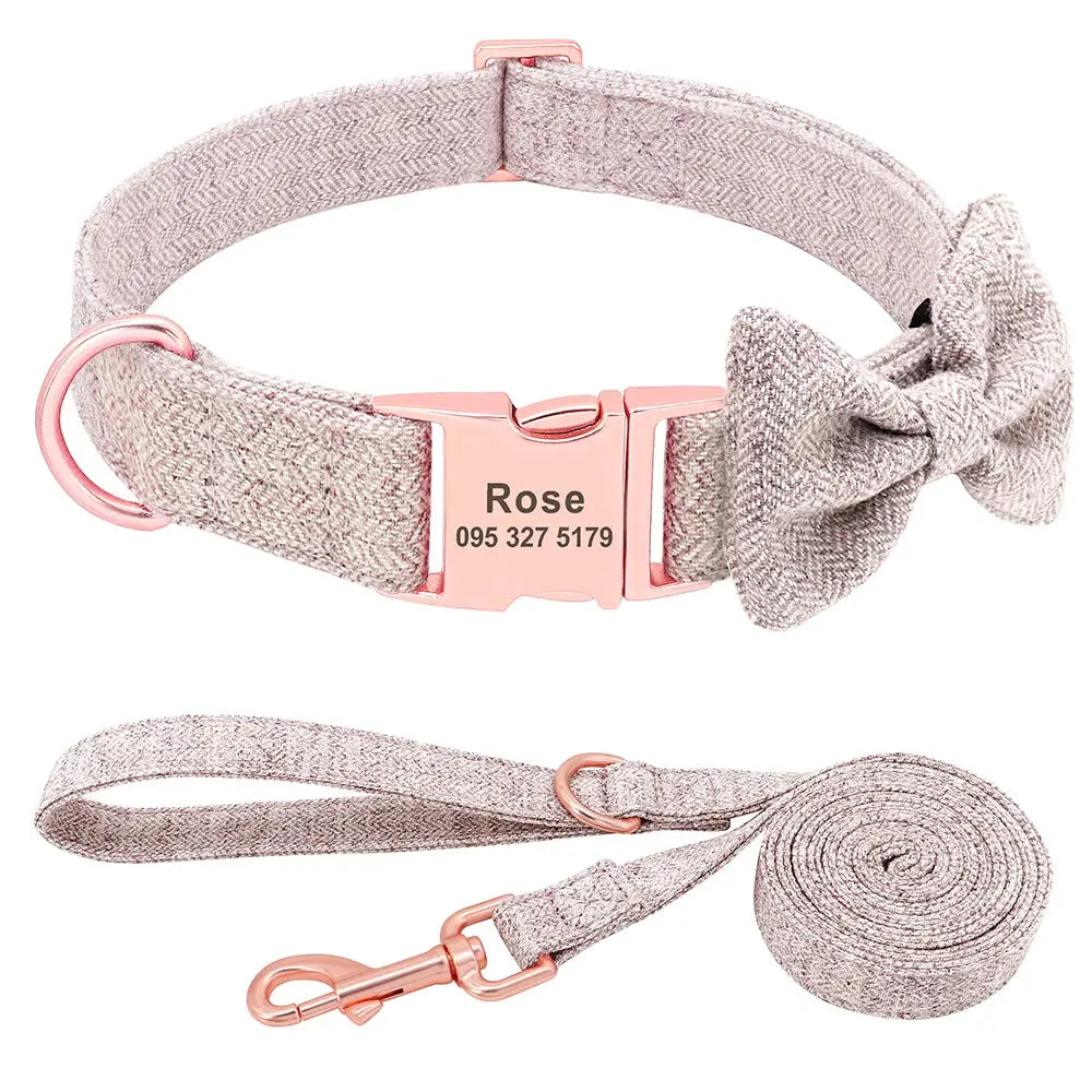 Personalized Dog Collar with Leash