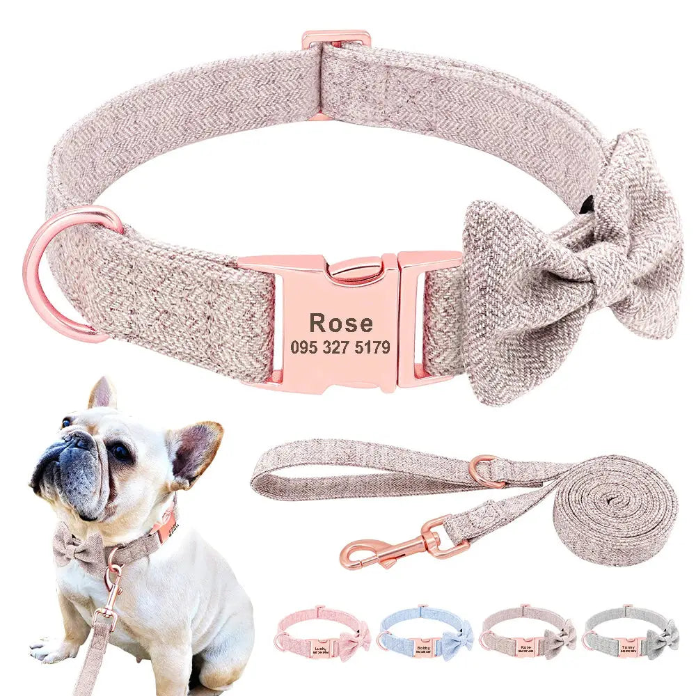 Personalized Dog Collar with Leash