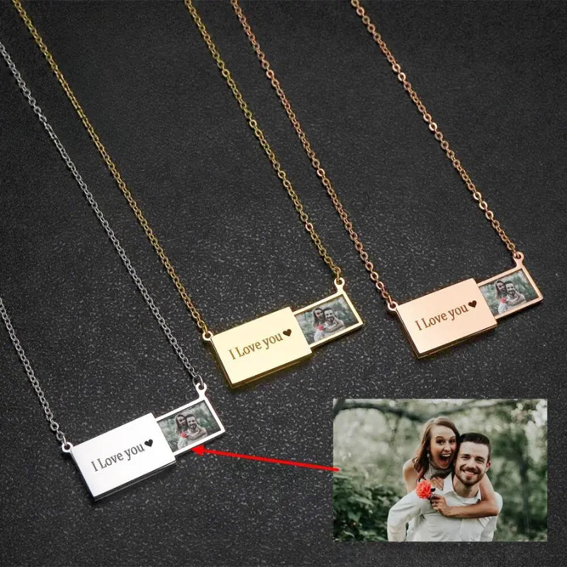 Personalized Necklace with Name Engraved Photo